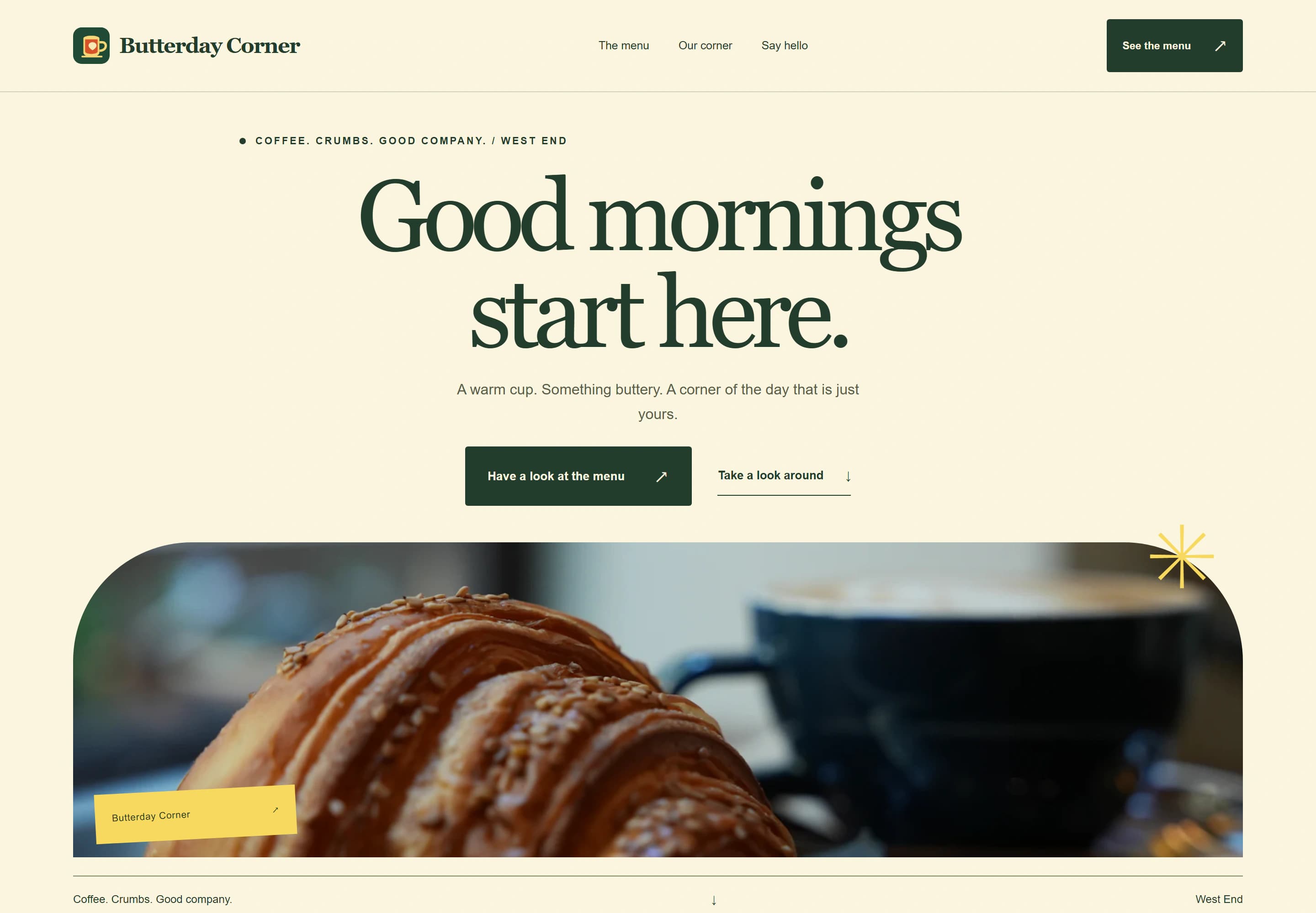 Cafés concept website, desktop design