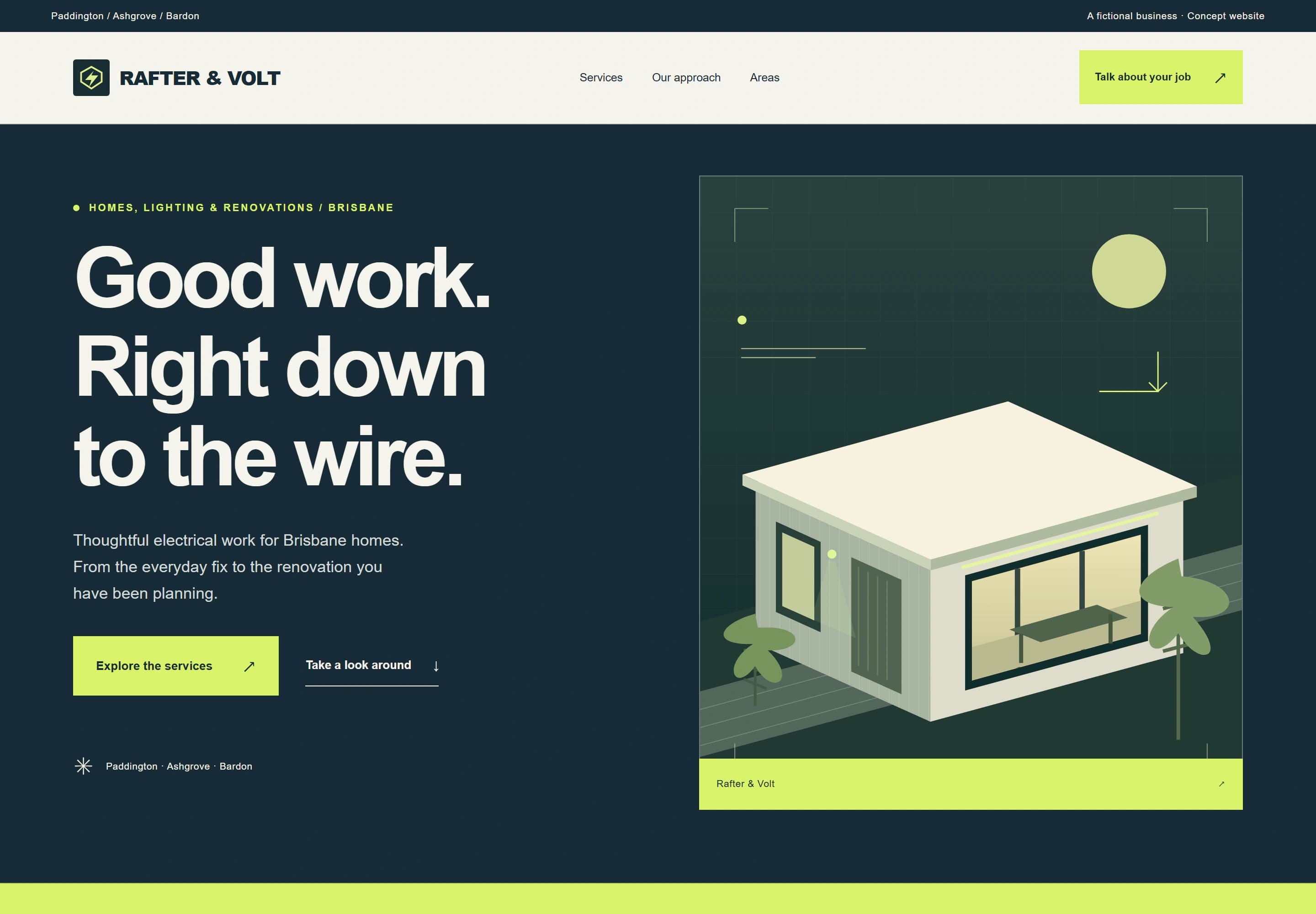 Trades concept website, desktop design