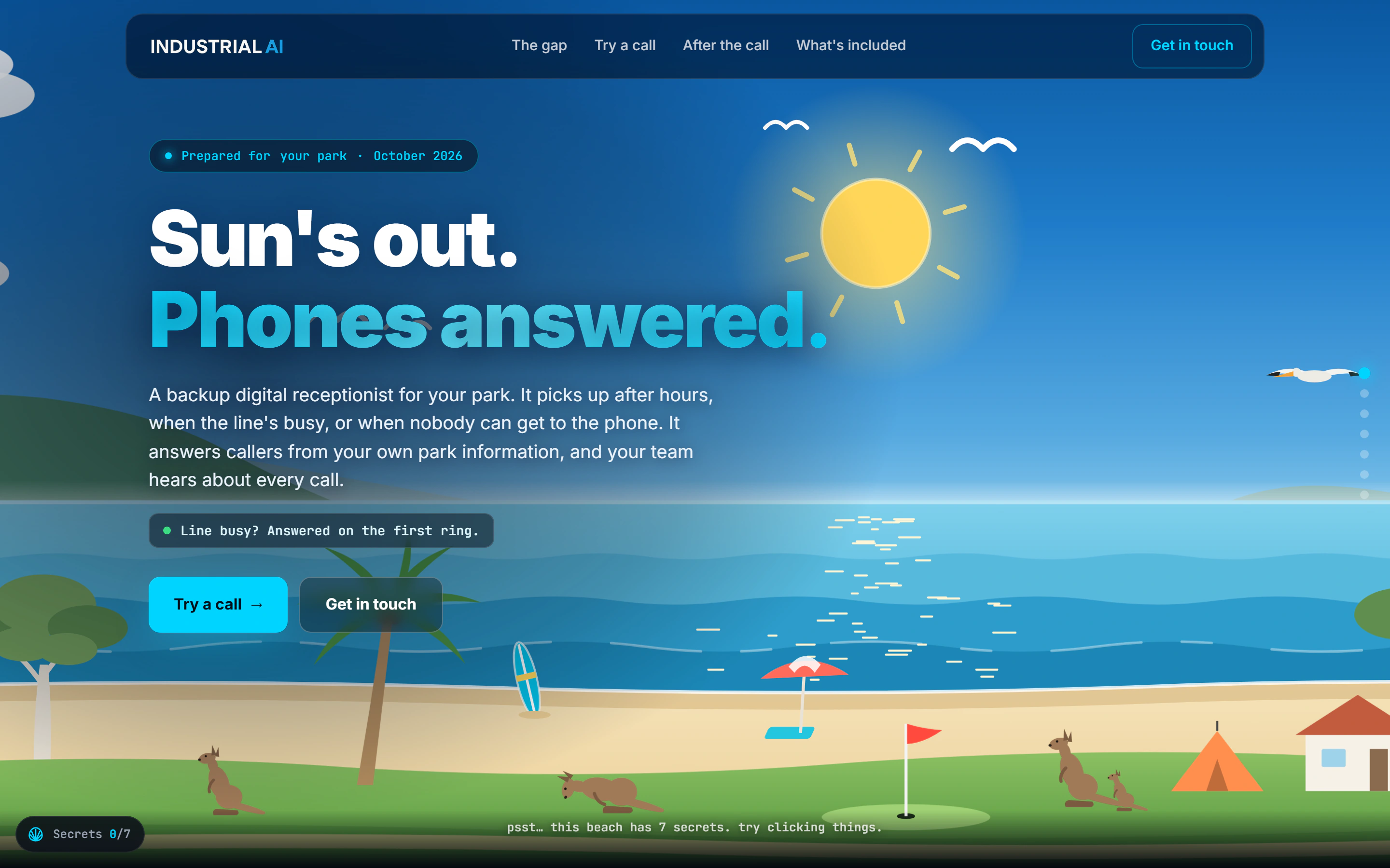 A recent website: a bright, illustrated holiday park page