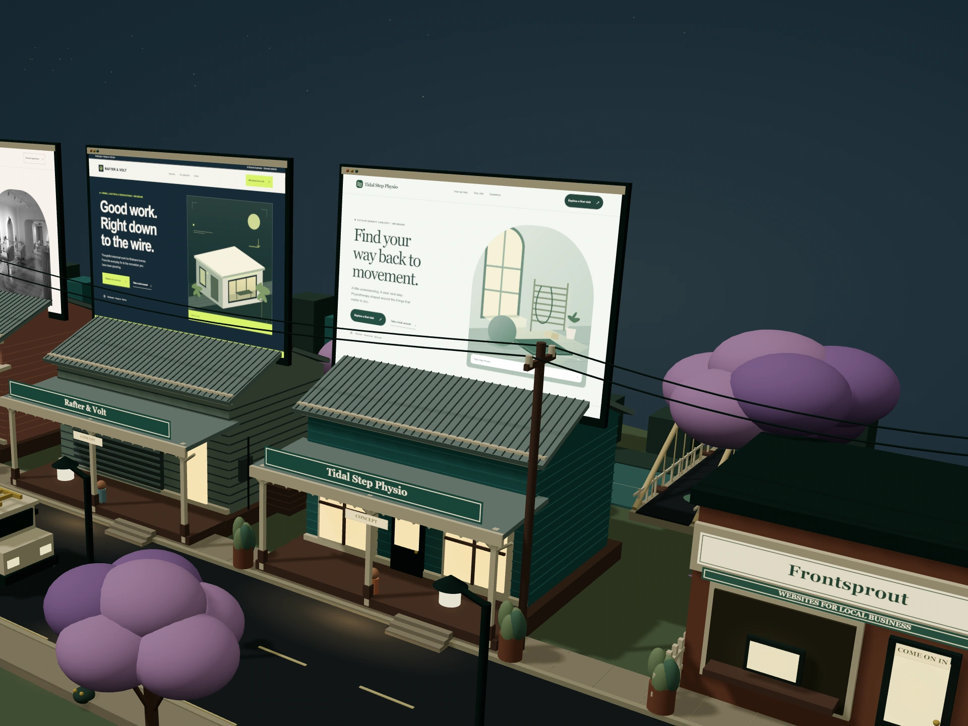 Miniature The calm corner with its concept website opening above the roof